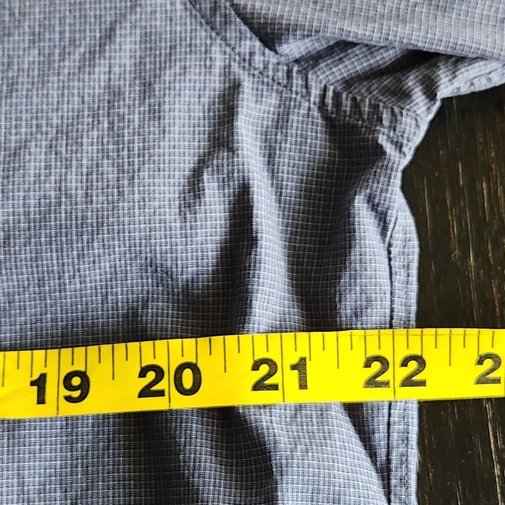 Theory Button Up Shirt Mens 17 Large Plaid Micro Check Print Lightweight Blue - Picture 6 of 11